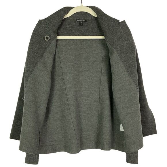 Eileen Fisher Petite Gray Merino Wool Double Breasted Coat, Petite Large - Picture 5 of 8